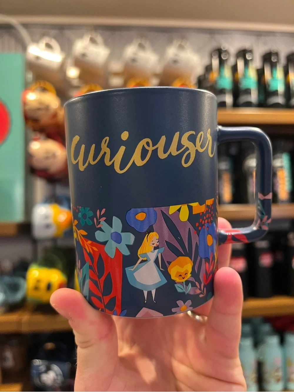 Disney Blue Floral 'Curiouser & Curiouser’ Alice in Wonderland Ceramic Mug
